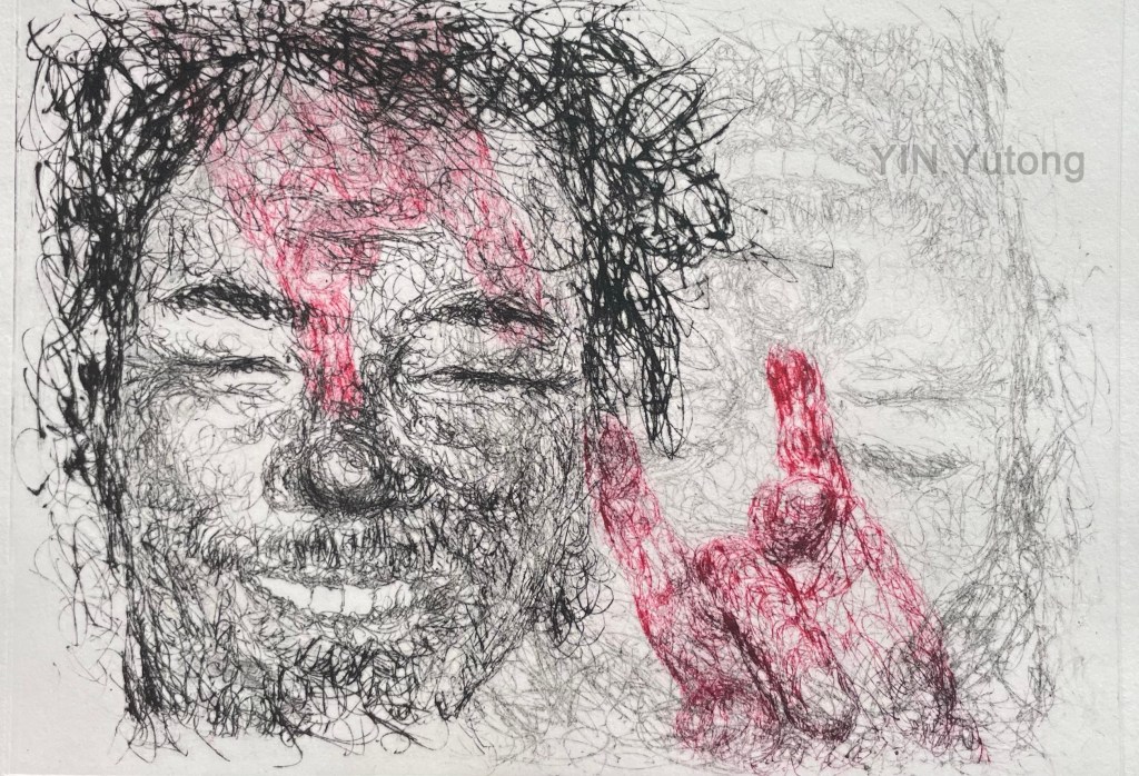 tibet2-2, Gravure, Diluants de peinture, 15x21cm, 2022